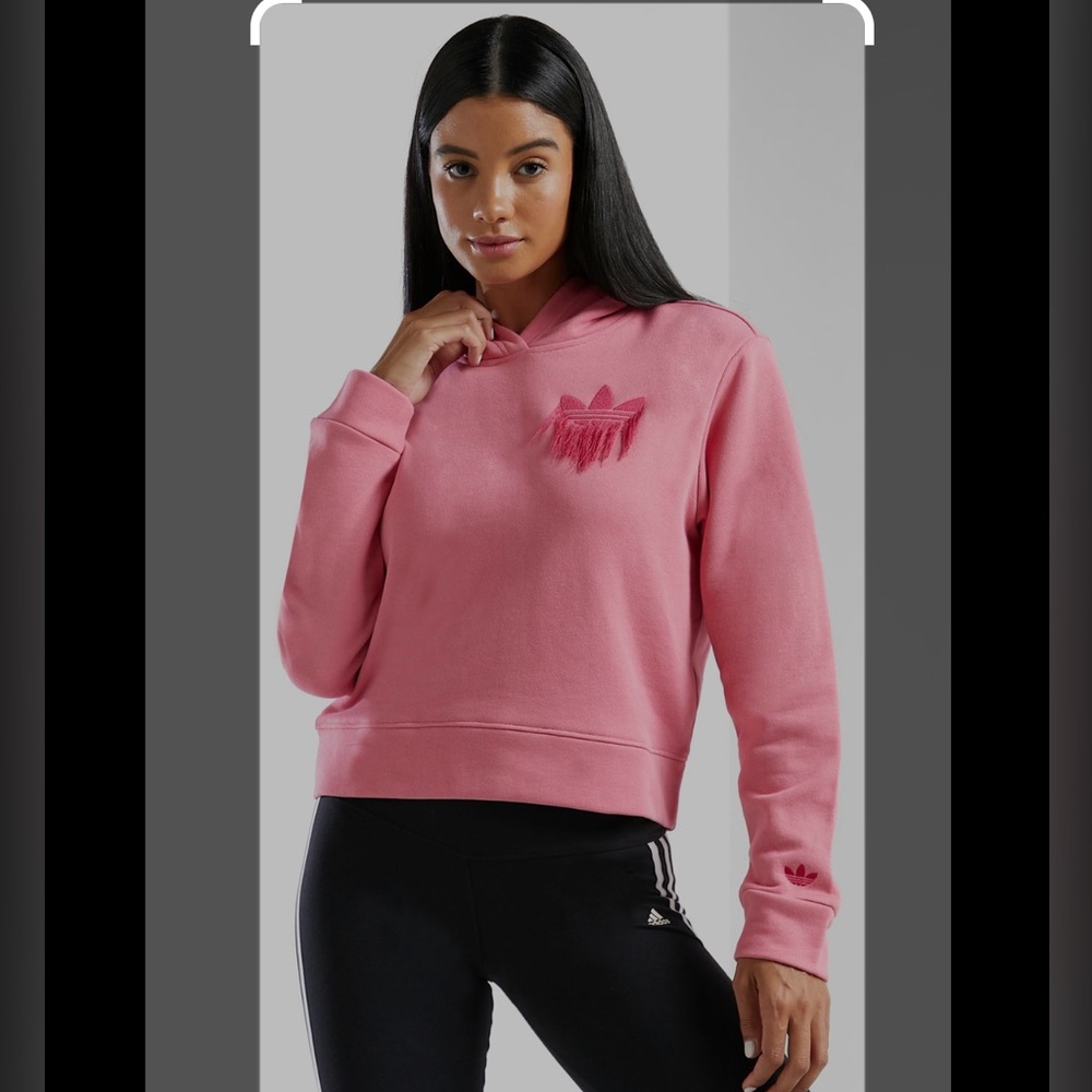 adidas Originals Women's Cropped Hoodie with Fringe Trefoil Badge